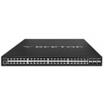 Коммутатор L3 Вектор, 48 портов 10/100/1000BaseT RJ45 с POE+, 6 портов 1/10GE SFP+, 2 БП