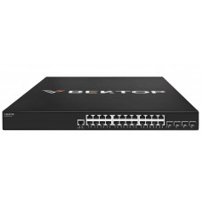 Коммутатор L3 Вектор, 24 порта 10/100/1000Base-T RJ45 с POE+, 4 порта 1/10G SFP+