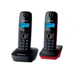 Радиотелефон DECT Panasonic KX-TG1612RU, серый/красный