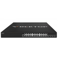 Коммутатор L3 Вектор, 24 порта 10/100/1000Base-T RJ45 с POE+, 4 порта 1/10G SFP+, 2 БП